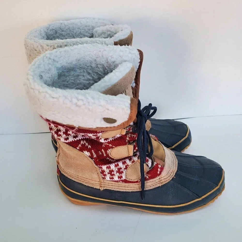 Khombu Maya Suede Knit All Weather Boots Size 6